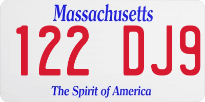 MA license plate 122DJ9