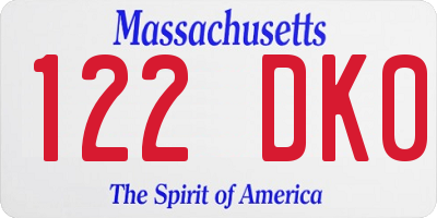 MA license plate 122DK0