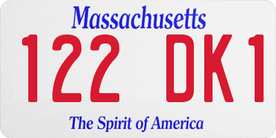 MA license plate 122DK1