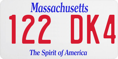 MA license plate 122DK4