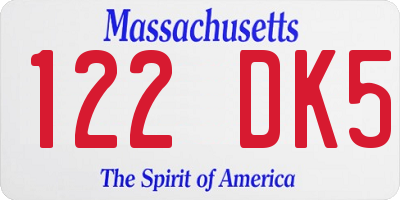 MA license plate 122DK5