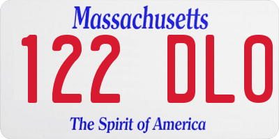 MA license plate 122DL0