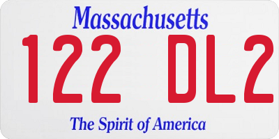 MA license plate 122DL2