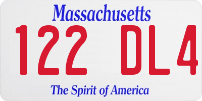 MA license plate 122DL4
