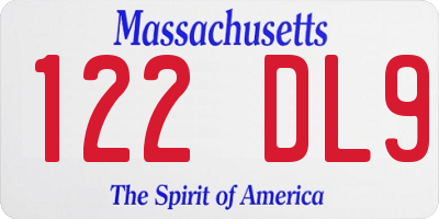MA license plate 122DL9
