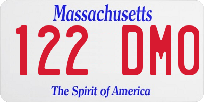 MA license plate 122DM0
