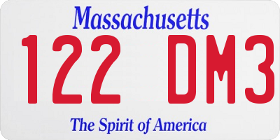 MA license plate 122DM3