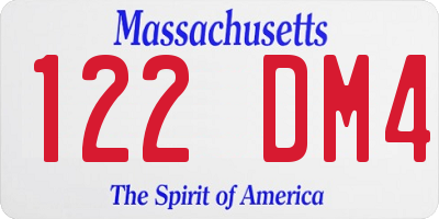 MA license plate 122DM4