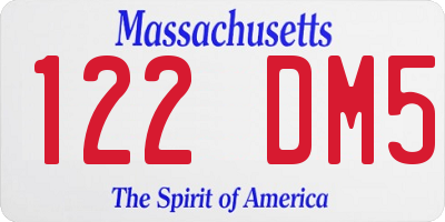 MA license plate 122DM5
