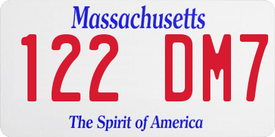 MA license plate 122DM7