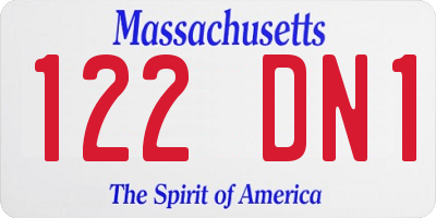 MA license plate 122DN1