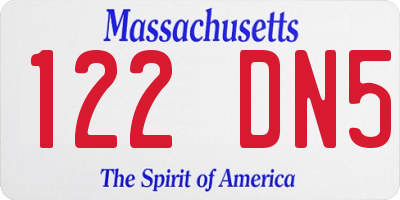 MA license plate 122DN5