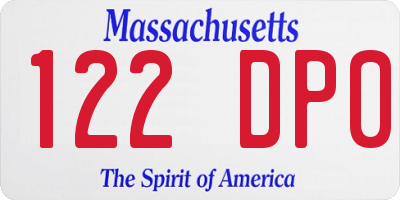 MA license plate 122DP0