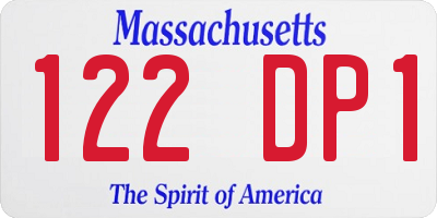 MA license plate 122DP1