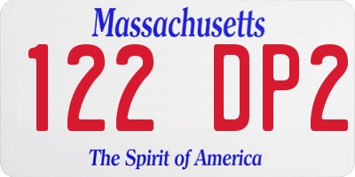 MA license plate 122DP2