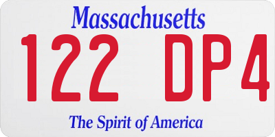 MA license plate 122DP4