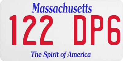 MA license plate 122DP6