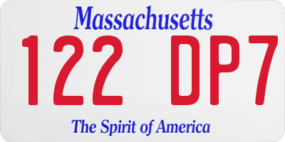 MA license plate 122DP7