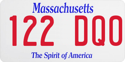 MA license plate 122DQ0