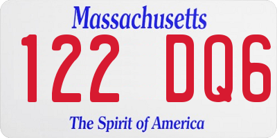 MA license plate 122DQ6