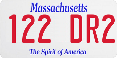 MA license plate 122DR2
