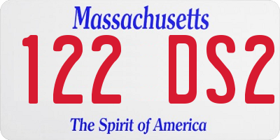 MA license plate 122DS2