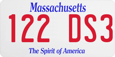 MA license plate 122DS3