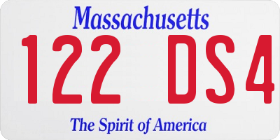 MA license plate 122DS4