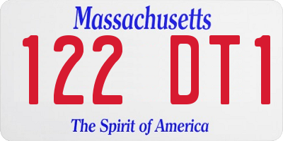 MA license plate 122DT1