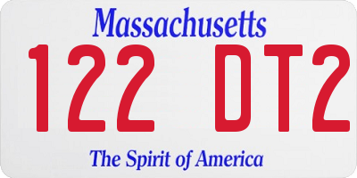 MA license plate 122DT2
