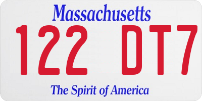 MA license plate 122DT7