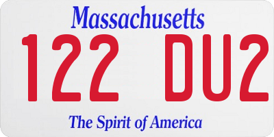 MA license plate 122DU2