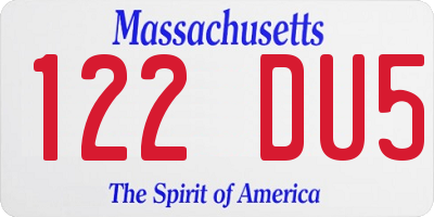 MA license plate 122DU5