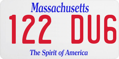 MA license plate 122DU6