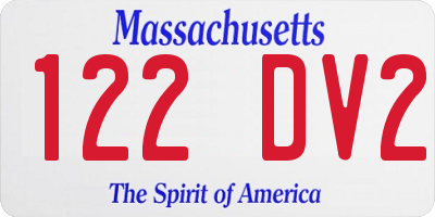 MA license plate 122DV2