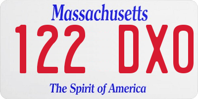 MA license plate 122DX0