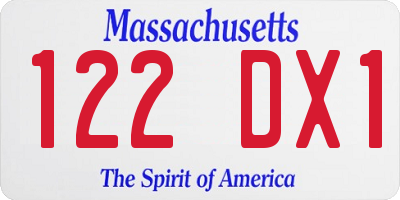 MA license plate 122DX1
