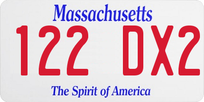 MA license plate 122DX2