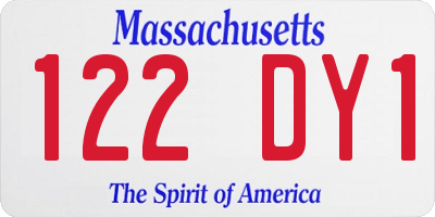 MA license plate 122DY1