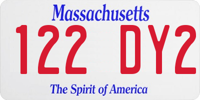 MA license plate 122DY2