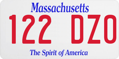 MA license plate 122DZ0