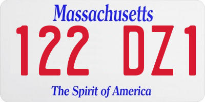 MA license plate 122DZ1