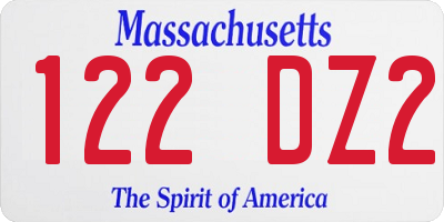 MA license plate 122DZ2