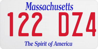MA license plate 122DZ4