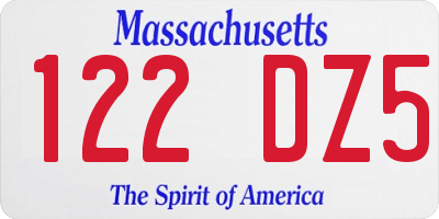 MA license plate 122DZ5