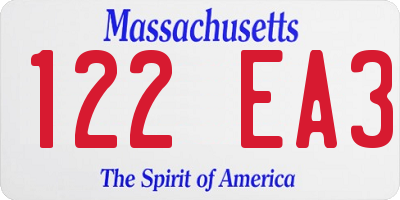 MA license plate 122EA3