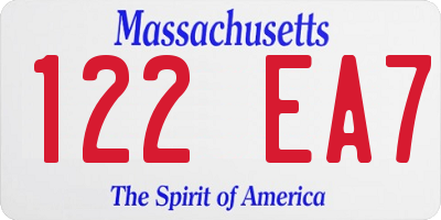 MA license plate 122EA7