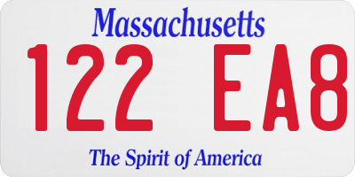 MA license plate 122EA8