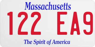 MA license plate 122EA9