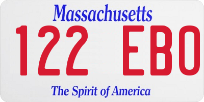 MA license plate 122EB0